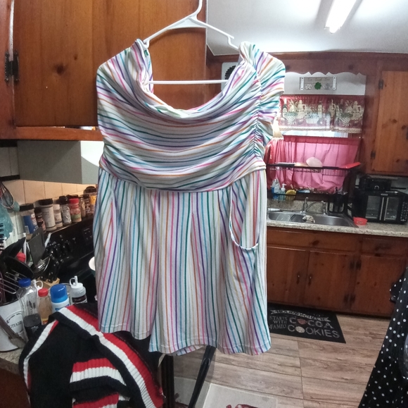 Strapless rainbow striped romper plus - Picture 2 of 4